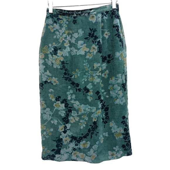 Pendleton Dresses & Skirts - VTG Pendleton Womens Midi Skirt Sz 6 Petite Teal Floral Straight Modest Classic